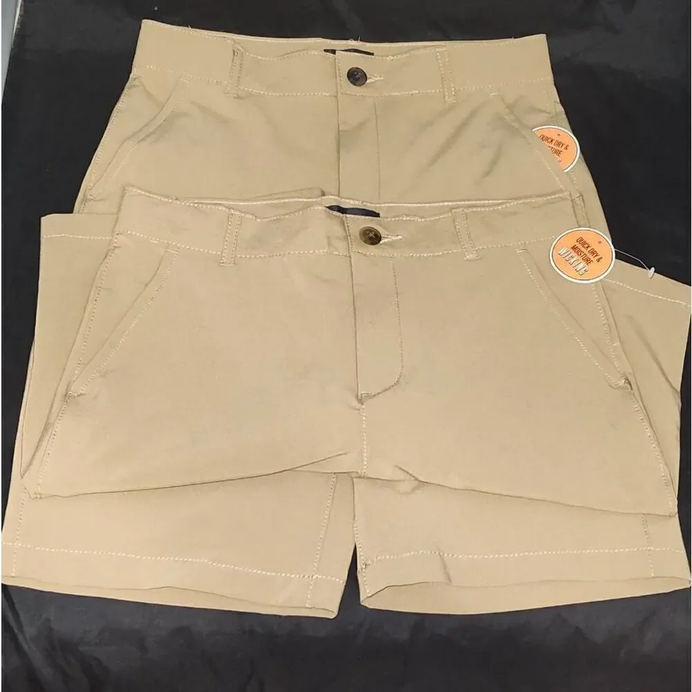 Lot of 2 NWT The Children's Place Size 12 flax colored shorts Uniform adjustable